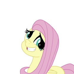 Size: 1080x1080 | Tagged: safe, artist:memengla, fluttershy, pegasus, pony, g4, female, grin, smiling, solo, younger