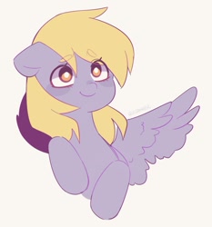 Size: 940x1007 | Tagged: safe, artist:d__samber, derpy hooves, pegasus, pony, g4, cute, derpabetes, female, looking at you, mare, simple background, smiling, smiling at you, solo, spread wings, underp, white background, wings