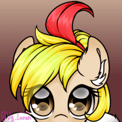 Size: 500x500 | Tagged: safe, artist:helithusvy, oc, oc only, oc:pixie, pony, animated, blinking, commission, ear flick, ear fluff, female, floppy ears, gif, lurking, simple background, solo, ych animation, ych result