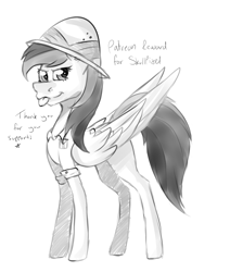 Size: 2556x3012 | Tagged: safe, daring do, pegasus, pony, g4, female, full body, high res, monochrome, patreon, patreon link, patreon reward, photo, sketch, solo, support, thank you