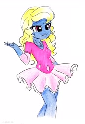 Size: 2322x3356 | Tagged: safe, artist:liaaqila, oc, oc:azure/sapphire, equestria girls, g4, clothes, cosplay, costume, crossdressing, equestria girls-ified, femboy, high res, kim possible, male, the pink poof, traditional art
