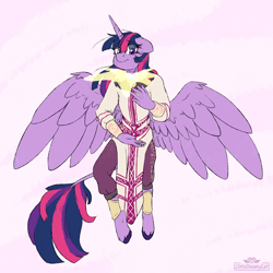 Size: 2200x2200 | Tagged: safe, artist:lionbun, twilight sparkle, alicorn, pony, anthro, unguligrade anthro, fanfic:my little pony: the unexpected future, g4, commission, high res, leonine tail, pony to anthro, transformation, twilight sparkle (alicorn)
