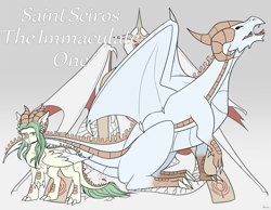 Size: 1800x1400 | Tagged: safe, artist:housho, dracony, dragon, hybrid, pony, female, fire emblem, fire emblem: three houses, horns, hybrid wings, mare, ponified, rhea (fire emblem), spoilers for another series, wings