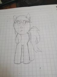 Size: 1024x1366 | Tagged: safe, artist:deathmetalweavile201, oc, oc only, pegasus, pony, black and white, graph paper, grayscale, monochrome, solo, traditional art