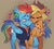 Size: 1184x1062 | Tagged: safe, artist:klhpyro, applejack, rainbow dash, earth pony, pegasus, pony, g4, applejack's hat, cheek kiss, clothes, cowboy hat, female, granny smith's shawl, hat, heart, holding hooves, jacket, kissing, lesbian, older, older applejack, older rainbow dash, ship:appledash, shipping, shirt