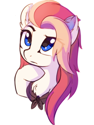 Size: 762x1010 | Tagged: safe, artist:aureai, oc, oc only, oc:aureai, pegasus, pony, bust, chest fluff, clothes, ear fluff, female, looking up, mare, raised eyebrow, raised hoof, scarf, simple background, solo, thinking, white background