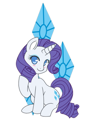 Size: 550x750 | Tagged: safe, artist:assechan, rarity, pony, unicorn, g4, blushing, cute, cutie mark background, female, looking at you, mare, no pupils, raribetes, simple background, sitting, solo, transparent background