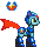 Size: 160x160 | Tagged: safe, artist:kelvin shadewing, oc, oc only, oc:mega mare x, pony, robot, robot pony, crossover, energy tail, pixel art, reploid, simple background, solo, sprite, transparent background