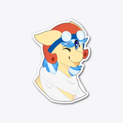Size: 480x480 | Tagged: safe, artist:fluffpawsdraws, oc, oc only, oc:easy breezy, pegasus, pony, :p, bust, female, floppy ears, freckles, goggles, helmet, looking at you, mare, solo, tongue out