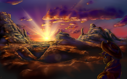 Size: 2000x1250 | Tagged: safe, artist:com3tfire, applejack, earth pony, pony, g4, digital art, female, scenery, solo, wild west