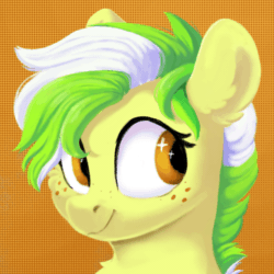 Size: 1000x1000 | Tagged: safe, artist:pucksterv, oc, oc only, pony, animated, animated icon, blinking, bust, commission, cute, ear flick, freckles, gif, icon, portrait, simple background, solo, sparkly eyes, wingding eyes, ych result