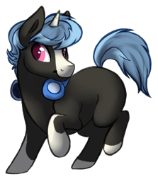 Size: 323x362 | Tagged: safe, artist:amiookamiwolf, oc, oc only, oc:classic vinyl, pony, unicorn, blank flank, blaze (coat marking), coat markings, colored horn, colt, facial markings, headphones, horn, magical lesbian spawn, male, offspring, parent:octavia melody, parent:vinyl scratch, parents:scratchtavia, simple background, socks (coat markings), solo, transparent background