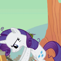 Size: 480x480 | Tagged: safe, screencap, rarity, pony, unicorn, derpibooru, the last roundup, animated, cropped, female, forced juxtaposition, gif, juxtaposition, juxtaposition win, mare, meme, meta, solo