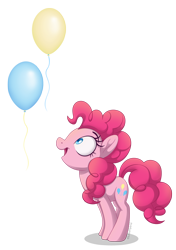 Size: 900x1278 | Tagged: safe, artist:littlehybridshila, pinkie pie, earth pony, pony, g4, balloon, cute, diapinkes, female, looking at something, mare, open mouth, profile, redraw, simple background, solo, transparent background