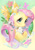 Size: 1280x1811 | Tagged: safe, artist:ukidama-illust, angel bunny, fluttershy, pegasus, pony, rabbit, g4, animal, bow, bowtie, bust, cute, cutie mark, duo, female, flower, flower in hair, hair bow, mare, one eye closed, portrait, shyabetes, spread wings, wings