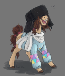 Size: 761x887 | Tagged: safe, artist:purple-blep, oc, oc only, oc:paradise skies, pegasus, pony, clothes, cute, happy, hat, open mouth, scarf, simple background, solo, story included, sweater, ushanka