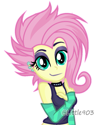 Size: 663x799 | Tagged: safe, artist:little903, fluttershy, equestria girls, g4, my little pony equestria girls: better together, the road less scheduled, the road less scheduled: fluttershy, alternate hairstyle, base used, female, flutterpunk, simple background, solo, transparent background