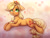 Size: 2600x2000 | Tagged: safe, artist:zefirka, applejack, earth pony, pony, g4, :<, cheek fluff, chest fluff, cute, ear fluff, female, hat, heart, high res, jackabetes, looking at you, mare, prone, solo