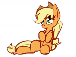 Size: 1600x1200 | Tagged: safe, artist:nevaylin, applejack, earth pony, pony, g4, cute, female, hooves to the chest, jackabetes, mare, simple background, solo, white background