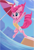 Size: 1334x1975 | Tagged: safe, artist:dusthiel, pinkie pie, earth pony, pony, g4, beach umbrella, chest fluff, clothes, cute, diapinkes, diving, female, leg fluff, mare, one-piece swimsuit, open mouth, sky, solo, swimming pool, swimsuit