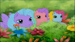 Size: 1266x714 | Tagged: safe, screencap, coconut grove, island delight, thistle whistle, friends are never far away, g3, flower