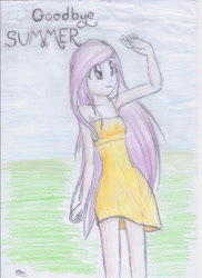 Size: 2089x2871 | Tagged: safe, artist:hanaatori, fluttershy, human, g4, female, high res, humanized, solo, traditional art