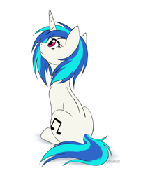Size: 2545x3157 | Tagged: safe, artist:starshade, dj pon-3, vinyl scratch, pony, unicorn, g4, cute, female, full body, high res, mare, simple background, sitting, solo, vinylbetes, white background