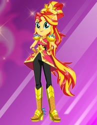 Size: 700x900 | Tagged: safe, sunset shimmer, equestria girls, g4, my little pony equestria girls: legend of everfree, boots, clothes, crystal guardian, dress up, female, high heel boots, ponied up, pony ears, shoes, solo, starsue