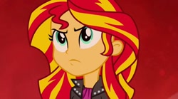 Size: 512x285 | Tagged: safe, screencap, sunset shimmer, equestria girls, g4, my little pony equestria girls: rainbow rocks, clothes, female, jacket, solo
