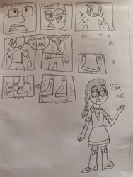 Size: 3024x4032 | Tagged: safe, artist:13mcjunkinm, silver spoon, oc, oc:james "jimmy" thomas hook, fanfic:spooning around, equestria girls, g4, character to character, fanfic art, male to female, rule 63, traditional art, transformation, transformation sequence, transgender transformation
