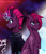 Size: 1069x1236 | Tagged: safe, artist:inuhoshi-to-darkpen, tempest shadow, pony, unicorn, g4, my little pony: the movie, alternate hairstyle, broken horn, cheek fluff, chest fluff, duality, ear fluff, electricity magic, eye scar, female, glowing horn, horn, leg fluff, magic, mare, profile, scar, self ponidox, sitting, solo