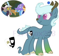 Size: 1280x1216 | Tagged: safe, artist:firefox238, discord, trixie, oc, hybrid, g4, female, interspecies offspring, male, offspring, parent:discord, parent:trixie, parents:trixcord, shipping, simple background, straight, transparent background, trixcord