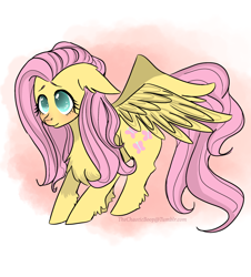 Size: 1280x1416 | Tagged: safe, artist:thechaoticboop, fluttershy, pegasus, pony, g4, chest fluff, cute, ear fluff, female, floppy ears, leg fluff, mare, shyabetes, solo