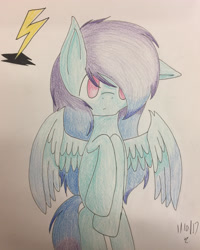 Size: 2169x2707 | Tagged: safe, artist:dinogrl, oc, oc only, oc:lightning strike, pegasus, pony, high res, solo, traditional art