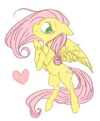 Size: 494x597 | Tagged: safe, artist:nota_mano, fluttershy, pegasus, pony, g4, female, heart, simple background, solo, standing, white background