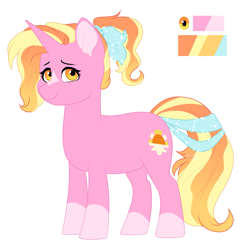 Size: 1055x1062 | Tagged: safe, artist:silentwolf-oficial, luster dawn, pony, unicorn, g4, the last problem, blaze (coat marking), bow, coat markings, facial markings, female, mare, reference sheet, smiling, socks (coat markings), solo