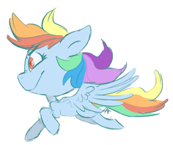 Size: 895x752 | Tagged: safe, artist:lamianxious, rainbow dash, pegasus, pony, g4, female, flying, side view, simple background, solo, white background