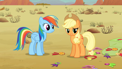 Size: 1920x1080 | Tagged: safe, screencap, applejack, rainbow dash, earth pony, pegasus, pony, g4, the last roundup