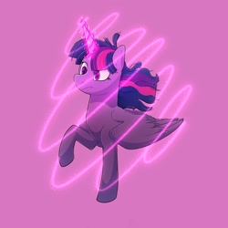 Size: 2048x2048 | Tagged: safe, alternate version, artist:karlusha_momo, twilight sparkle, alicorn, pony, g4, female, glowing horn, high res, horn, mare, simple background, solo, twilight sparkle (alicorn)