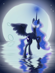 Size: 2121x2828 | Tagged: safe, artist:alicjaspring, princess luna, g4, high res, magic, magic aura, moon, night, white eyes