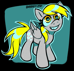 Size: 899x867 | Tagged: safe, artist:revcanus, derpy hooves, pegasus, pony, g4, abstract background, cute, derpabetes, doodle, female, grin, mare, outline, smiling, solo