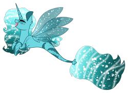 Size: 4229x3090 | Tagged: safe, artist:crazysketch101, oc, oc only, oc:marina, alicorn, merpony, seapony (g4), eyes closed, fin wings, fish tail, flowing mane, open mouth, simple background, smiling, solo, transparent background, wings