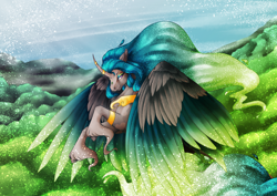 Size: 3508x2480 | Tagged: safe, artist:oneiria-fylakas, oc, oc only, alicorn, pony, female, flying, high res, mare, solo