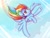 Size: 1600x1200 | Tagged: safe, artist:wavecipher, rainbow dash, pegasus, pony, g4, cloud, female, flying, mare, rainbow trail, sky, solo, spread wings, triangle, windswept mane, wings