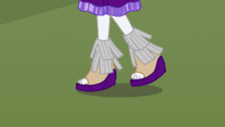 Size: 800x450 | Tagged: safe, screencap, drama letter, golden hazel, rarity, watermelody, equestria girls, g4, my little pony equestria girls: rainbow rocks, animated, clothes, feet, female, gif, headband, hippie, open-toed shoes, outfit