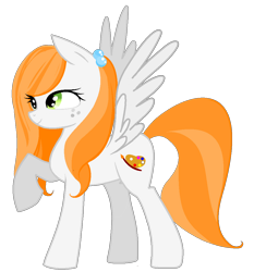 Size: 986x1058 | Tagged: safe, artist:agdistis, oc, oc only, oc:ginger peach, pegasus, pony, drawthread, green eyes, orange hair, pegasus oc, simple background, solo, transparent background, wings