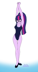 Size: 1014x1920 | Tagged: safe, artist:atalix, sci-twi, twilight sparkle, equestria girls, g4, armpits, base used, clothes, female, flats, legs, one-piece swimsuit, sexy, shoes, simple background, solo, swimsuit, transparent background