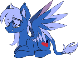 Size: 1830x1363 | Tagged: safe, artist:taaffeiite, derpibooru exclusive, oc, oc only, oc:kamko blueblood, dracony, dragon, hybrid, original species, pony, colored wings, colored wingtips, gift art, leonine tail, male, prone, simple background, solo, stallion, transparent background