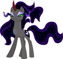 Size: 1296x1217 | Tagged: safe, artist:traveleraoi, oc, oc only, oc:somber moon, pony, unicorn, base used, female, mare, offspring, parent:king sombra, parent:nightmare moon, parents:sombramoon, simple background, solo, sombra eyes, transparent background