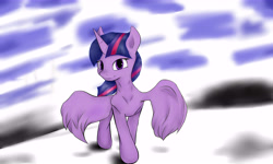 Size: 7298x4378 | Tagged: safe, artist:guatergau5, twilight sparkle, alicorn, pony, g4, female, looking at you, mare, smiling, snow, solo, twilight sparkle (alicorn), wings
